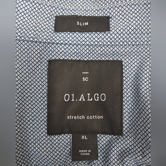 01.Algo Long Sleeve Button Shirt Men's Size XL Navy Slim - Picture 5 of 7